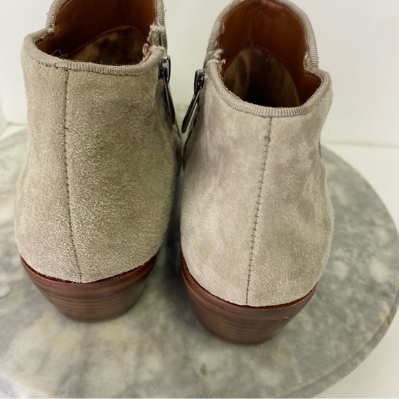 Sam Edelman Petty Suede Ankle Boots Taupe Gray Tan 7 Side Zipper - Picture 7 of 12